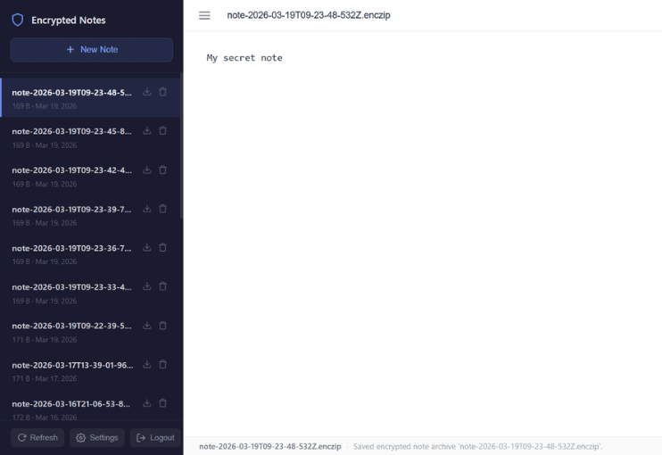 Encrypted Notes Screenshot